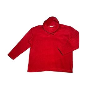 Coldwater Creek Red Fleece Pullover Sweater Size Medium Cozy Winter Top Preppy